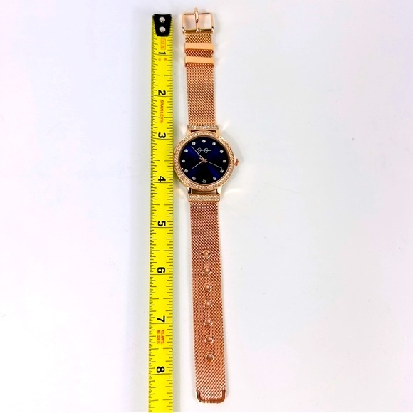 Jessica Simpson Rose Gold Mesh Blue Face With Crystal Accents NIB - Picture 6 of 6